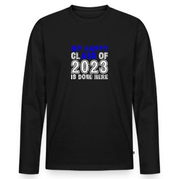 My Happy Class Is Done Here 2023 Retro Senior - Men's Premium Organic Long Sleeve Shirt - black - Front - Nico (187cm)