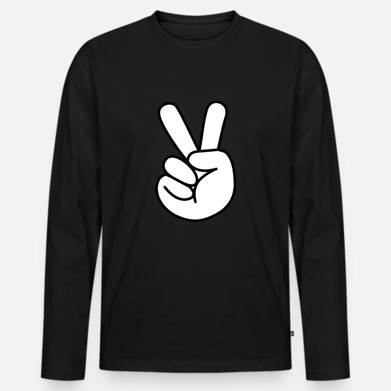 Peacezeichen - Männer Premium Bio Langarmshirt - Schwarz