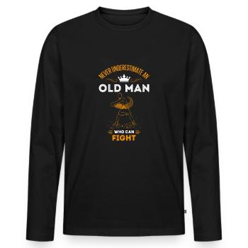 Boxeur boxeur vieil homme - T-shirt manches longues Premium bio Homme - noir - Devant - Nico (187cm)