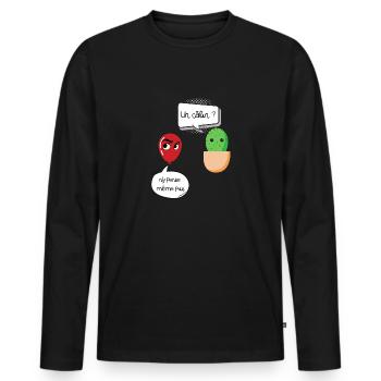 câlin idée cadeau humour, dessin marrant - T-shirt manches longues Premium bio Homme - noir - Devant - Nico (187cm)