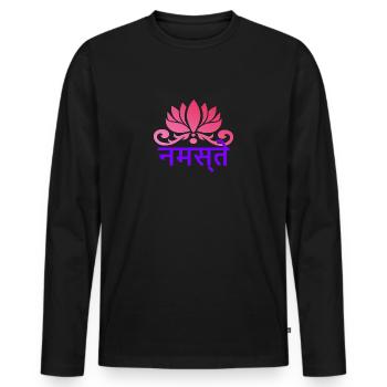 Yoga Gansha Namaste Sanskrit Namaste Meditation - Men's Premium Organic Long Sleeve Shirt - black - Front - Nico (187cm)
