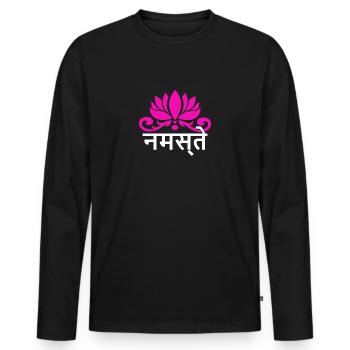 Yoga Gansha Namaste Sanskrit Namaste Meditation - Men's Premium Organic Long Sleeve Shirt - black - Front - Nico (187cm)