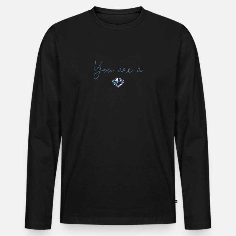 Du bist ein Diamant - Männer Premium Bio Langarmshirt - Schwarz