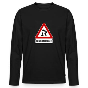 panneau discothèque - T-shirt manches longues Premium bio Homme - noir - Devant - Nico (187cm)