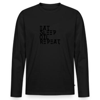 Manger de l’huile de sommeil Massagiste répété - T-shirt manches longues Premium bio Homme - noir - Devant - Nico (187cm)