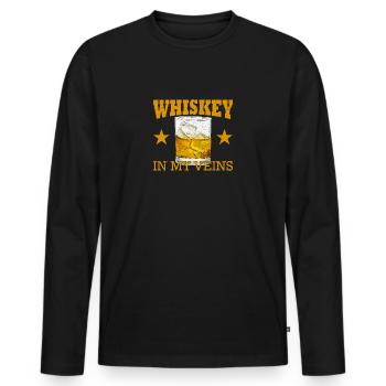 Whiskey In My Veins Vintage Funny Drinking - Männer Premium Bio Langarmshirt - Schwarz - Vorne - Nico (187cm)