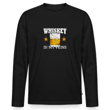 Whiskey In My Veins Vintage Funny Drinking - Männer Premium Bio Langarmshirt - Schwarz - Vorne - Nico (187cm)