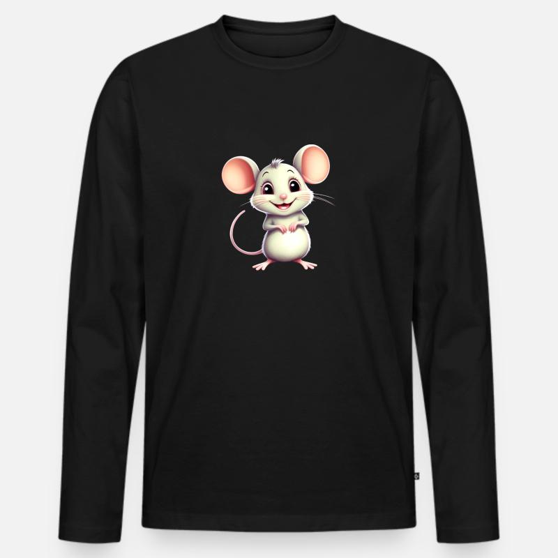 Maus - Männer Premium Bio Langarmshirt - Schwarz