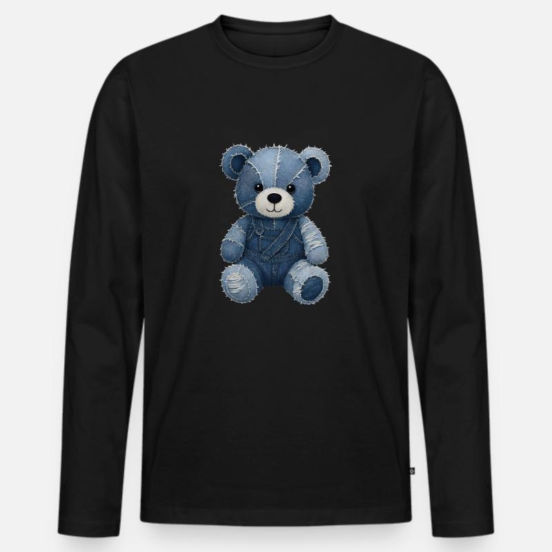 Jeans Teddy - Männer Premium Bio Langarmshirt - Schwarz