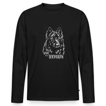 Loved by a Tervuren Hundespruch Tervueren Wilsigns - Men's Premium Organic Long Sleeve Shirt - black - Front - Nico (187cm)