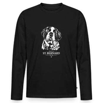 St Bernard Maman Chien Chien Saint Bernard Wilsigns - T-shirt manches longues Premium bio Homme - noir - Devant - Nico (187cm)