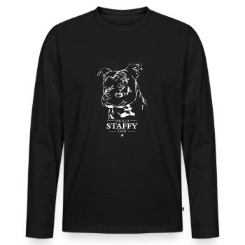 Staffy Dad Staffordshire Bullterrier Hund Wilsigns - Männer Premium Bio Langarmshirt - Schwarz - Vorne - Nico (187cm)