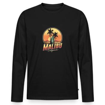 Malibu Kalifornien - Männer Premium Bio Langarmshirt - Schwarz - Vorne - Nico (187cm)