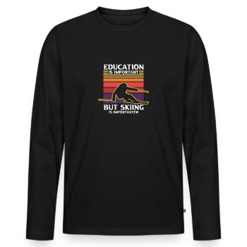 L'éducation est importante mais le ski est plus important - T-shirt manches longues Premium bio Homme - noir - Devant - Nico (187cm)