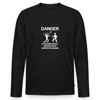 comment faire mon métier - T-shirt manches longues Premium bio Homme - noir - Devant - Nico (187cm)