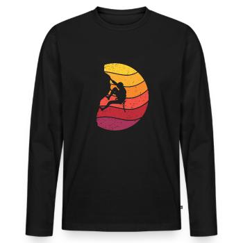 Climbing Retro Style Vintage - Men's Premium Organic Long Sleeve Shirt - black - Front - Nico (187cm)