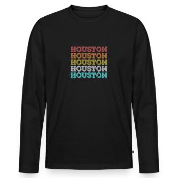 Houston Rétro - T-shirt manches longues Premium bio Homme - noir - Devant - Nico (187cm)