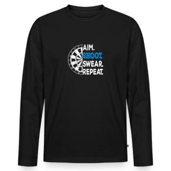 Darts drôle de but tir jurer joueur de fléchettes - T-shirt manches longues Premium bio Homme - noir - Devant - Nico (187cm)