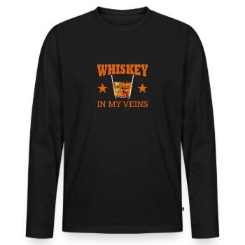 Whiskey In My Veins Vintage Funny Drinking - Männer Premium Bio Langarmshirt - Schwarz - Vorne - Nico (187cm)