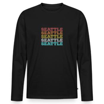 Seattle Retro - Men's Premium Organic Long Sleeve Shirt - black - Front - Nico (187cm)