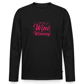 Wine I Put The Wine In Winning - Männer Premium Bio Langarmshirt - Schwarz - Vorne - Nico (187cm)
