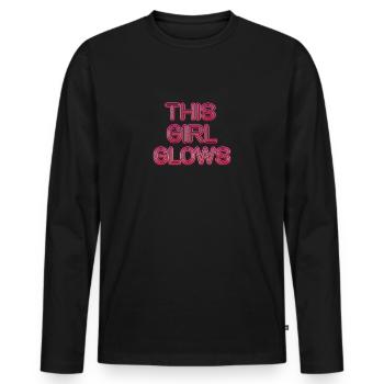 80's This Girl Glows Retro Neon Party - Männer Premium Bio Langarmshirt - Schwarz - Vorne - Nico (187cm)