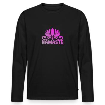 Yoga Gansha Namaste Sanskrit Namaste Meditation - Men's Premium Organic Long Sleeve Shirt - black - Front - Nico (187cm)