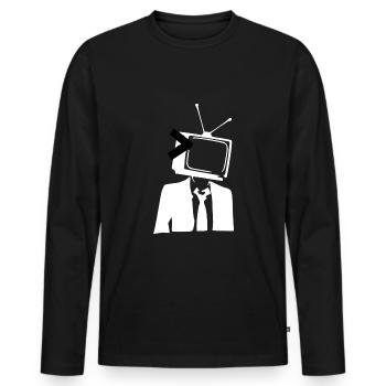 Télévision tv comme tête - T-shirt manches longues Premium bio Homme - noir - Devant - Nico (187cm)