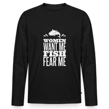 Fishing Fishing hoe Fishing Fishing Fishing - Men's Premium Organic Long Sleeve Shirt - black - Front - Nico (187cm)