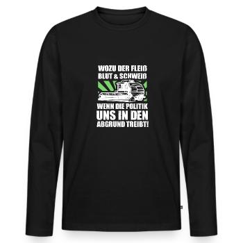 Demo Shirt mit Mähdrescher für Landwirte - Männer Premium Bio Langarmshirt - Schwarz - Vorne - Nico (187cm)