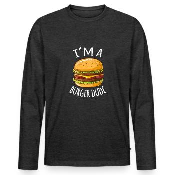 Burger lovers - Men's Premium Organic Long Sleeve Shirt - heather anthracite - Front - Nico (187cm)