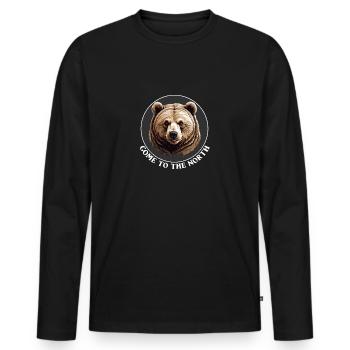 Grizzli Ours Kodiak Ours brun Venir dans le Nord, - T-shirt manches longues Premium bio Homme - noir - Devant - Nico (187cm)