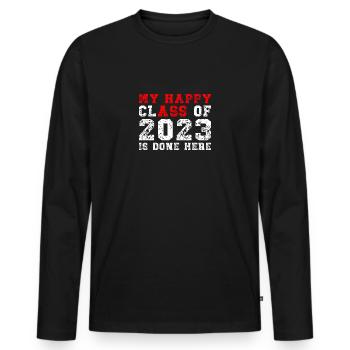 My Happy Class Is Done Here 2023 Retro Senior - Men's Premium Organic Long Sleeve Shirt - black - Front - Nico (187cm)