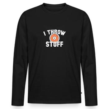 I Throw Stuff Discus Athlete - Männer Premium Bio Langarmshirt - Schwarz - Vorne - Nico (187cm)