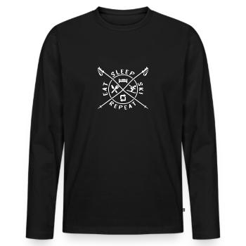 Eat Sleep Ski Repeat motif for a skier - Men's Premium Organic Long Sleeve Shirt - black - Front - Nico (187cm)