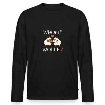 Wie auf Wolle 7 - Männer Premium Bio Langarmshirt - Schwarz - Vorne - Nico (187cm)