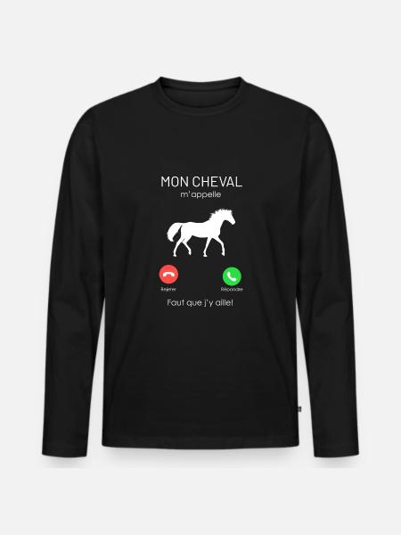 Mon Cheval Appelle - T-shirt manches longues Premium bio Homme - noir