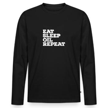Manger de l’huile de sommeil Massagiste répété - T-shirt manches longues Premium bio Homme - noir - Devant - Nico (187cm)