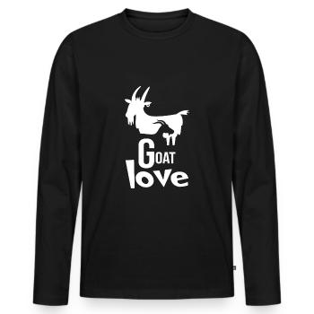 Chèvre, chèvre « chèvre amour » barbiche - T-shirt manches longues Premium bio Homme - noir - Devant - Nico (187cm)