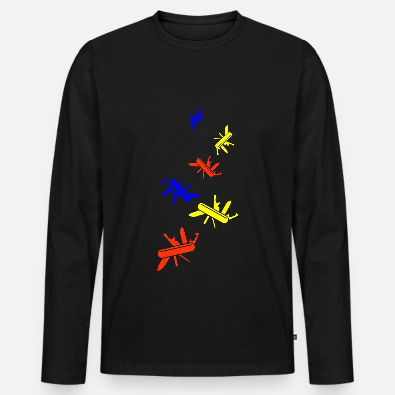 Taschenmesser - Männer Premium Bio Langarmshirt - Schwarz