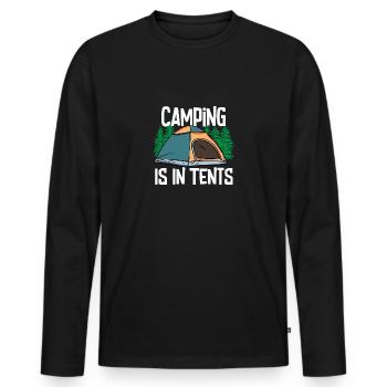 Camping Is In Tents - Männer Premium Bio Langarmshirt - Schwarz - Vorne - Nico (187cm)