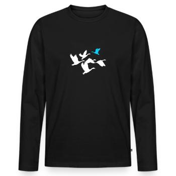 Inspirational Swim Against The Current Anti - Men's Premium Organic Long Sleeve Shirt - black - Front - Nico (187cm)