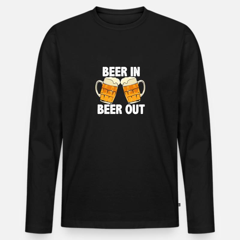 Beer In Beer Out - Männer Premium Bio Langarmshirt - Schwarz