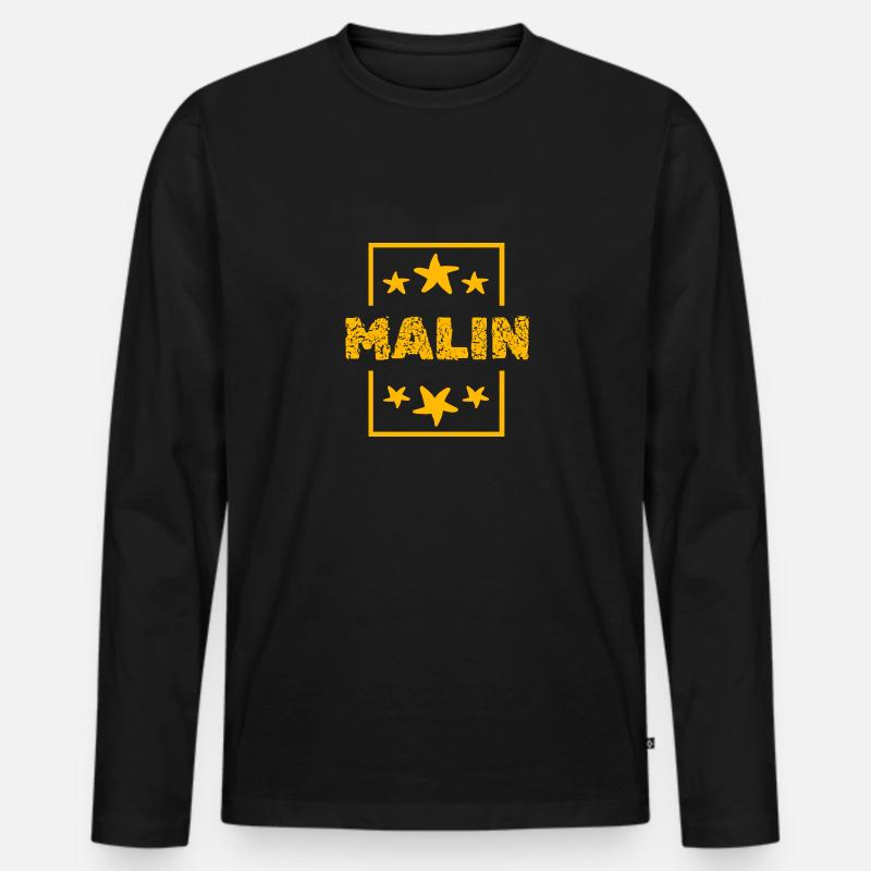 Malin als Malin - Männer Premium Bio Langarmshirt - Schwarz