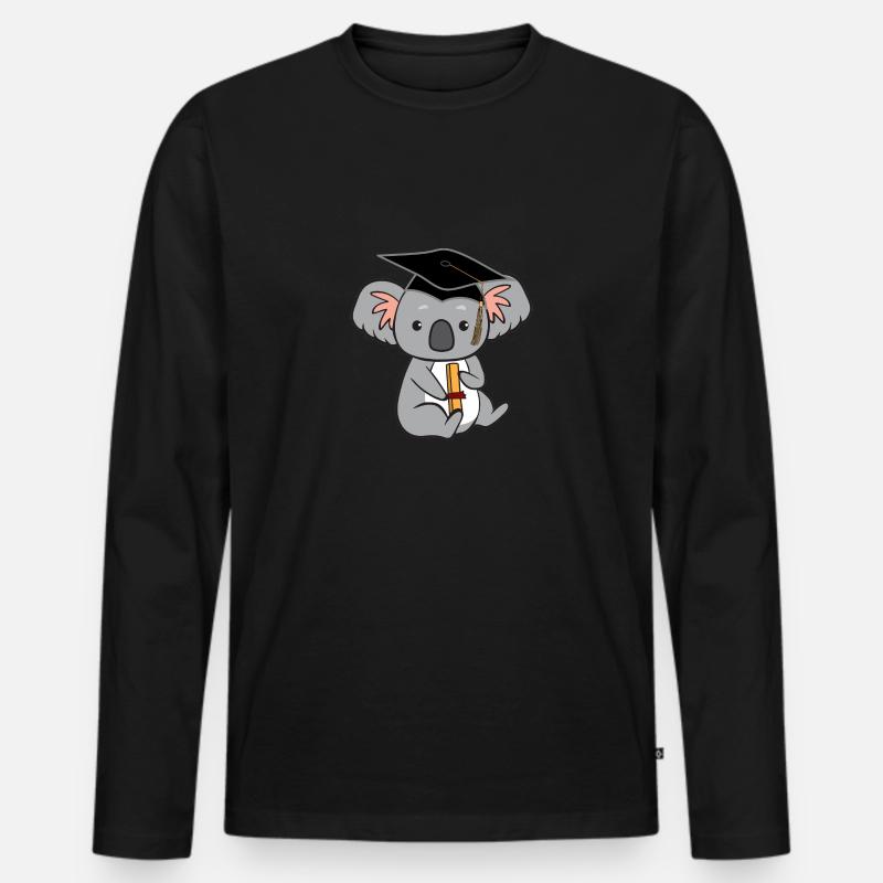 Koala mit Diplom - Männer Premium Bio Langarmshirt - Schwarz