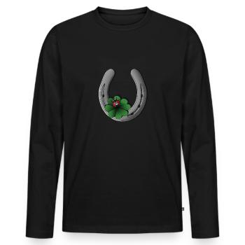 Horseshoe - Men's Premium Organic Long Sleeve Shirt - black - Front - Nico (187cm)