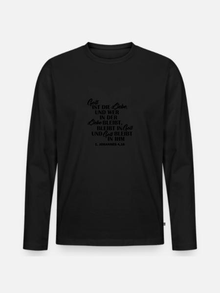 gott ist liebe - Männer Premium Bio Langarmshirt - Schwarz