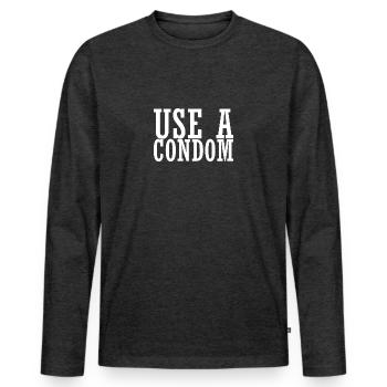 Sarcastic Use A Condom - Men's Premium Organic Long Sleeve Shirt - heather anthracite - Front - Nico (187cm)