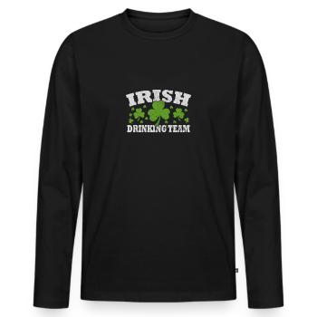 St Patrick's Day Funny Irish Drinking Team - T-shirt manches longues Premium bio Homme - noir - Devant - Nico (187cm)