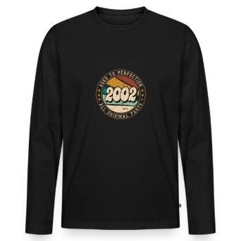 Millésime 2002 20ème anniversaire Vingt ans - T-shirt manches longues Premium bio Homme - noir - Devant - Nico (187cm)
